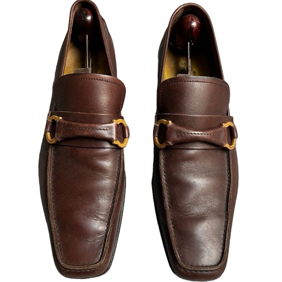 Salvatore Ferragamo Mens Gancini Bit Brown Leather Loafers 9D main image 14
